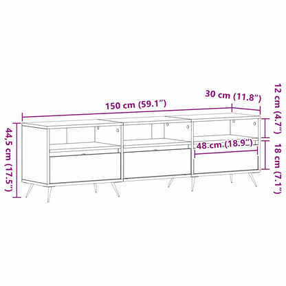 TV-Schränk Schwarze Eiche 150 x 30 x 44.5 cm Holzwerkstoff
