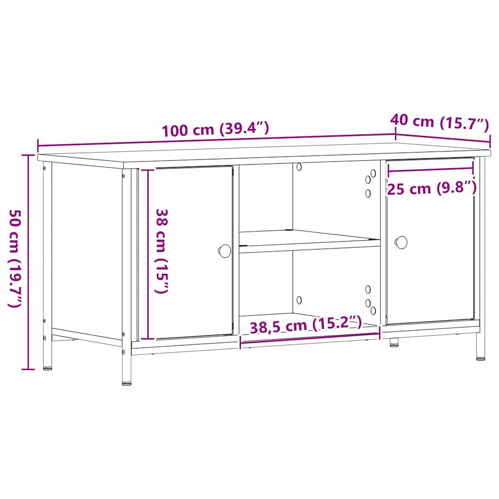 TV-Schränk Eiche handwerklich 100 x 40 x 50 cm Holzwerkstoff
