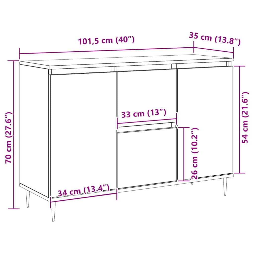 Sideboard Altholz 101,5 x 35 x 70 cm Holzwerkstoff
