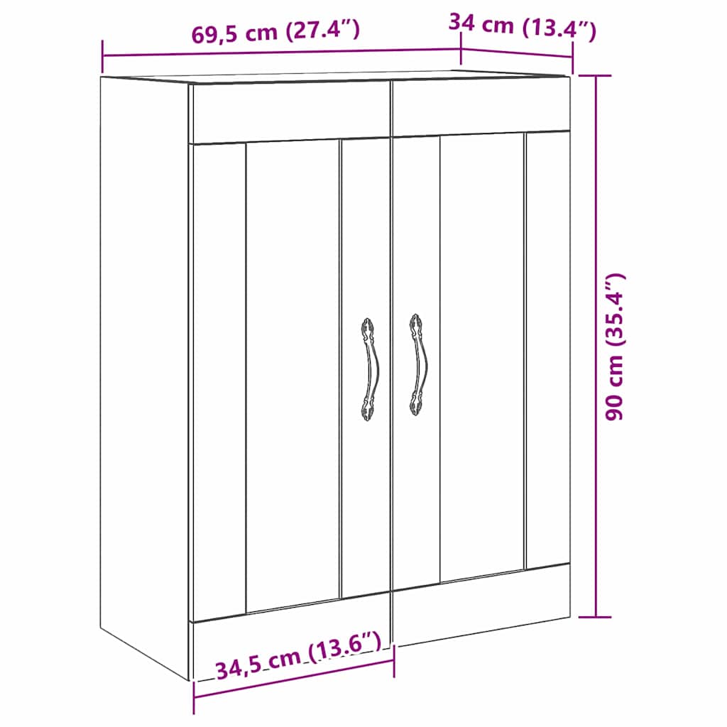 Wandmontierter Schrank Altholz 69.5 x 34 x 90 cm Holzwerkstoff