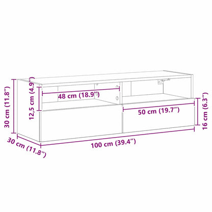 TV-Wandregal Altholz 100 x 30 x 30 cm Holzwerkstoff
