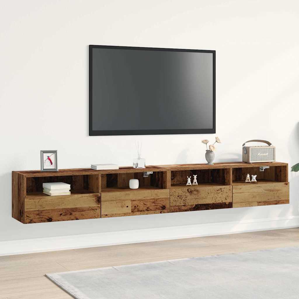 TV-Wandregal 2 pcs Altholz 100 x 30 x 30 cm Holzwerkstoff