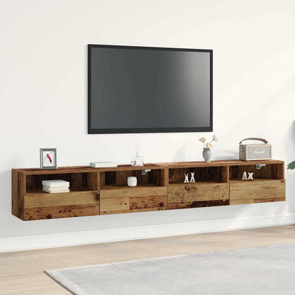 TV-Wandregal 2 pcs Altholz 100 x 30 x 30 cm Holzwerkstoff