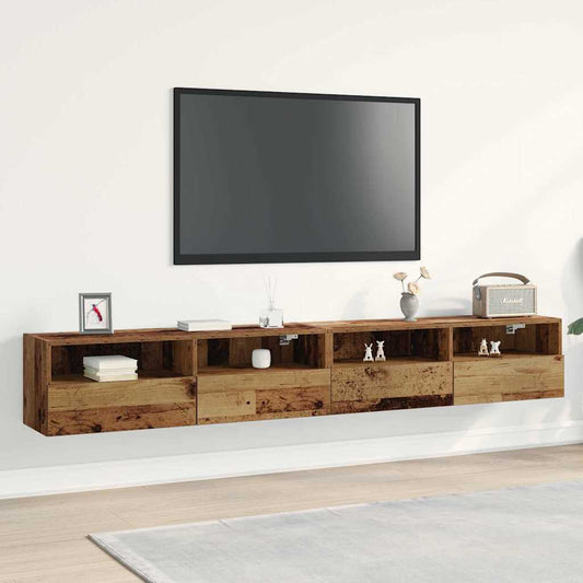 TV-Wandregal 2 pcs Altholz 100 x 30 x 30 cm Holzwerkstoff