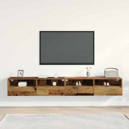 TV-Wandregal 2 pcs Altholz 100 x 30 x 30 cm Holzwerkstoff