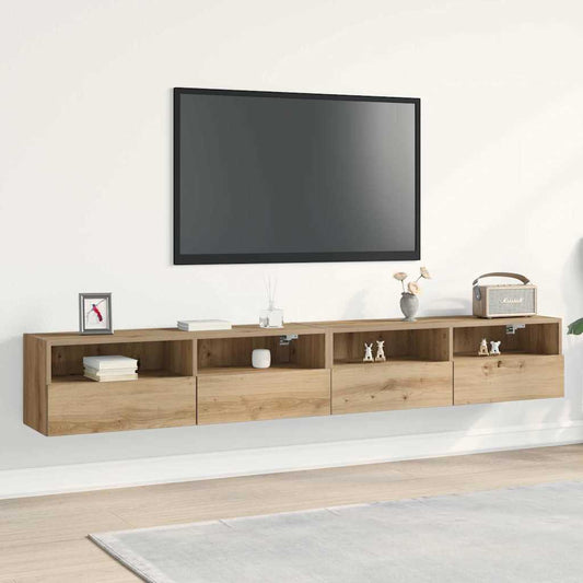TV-Wandregal 2 pcs Eiche handwerklich 100 x 30 x 30 cm