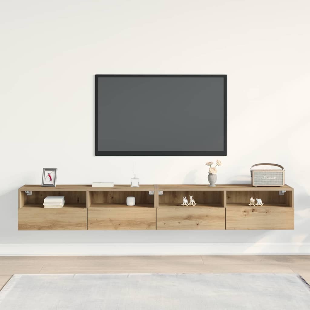 TV-Wandregal 2 pcs Eiche handwerklich 100 x 30 x 30 cm