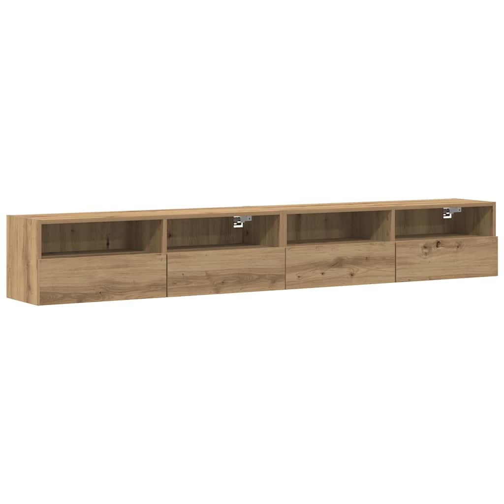 TV-Wandregal 2 pcs Eiche handwerklich 100 x 30 x 30 cm