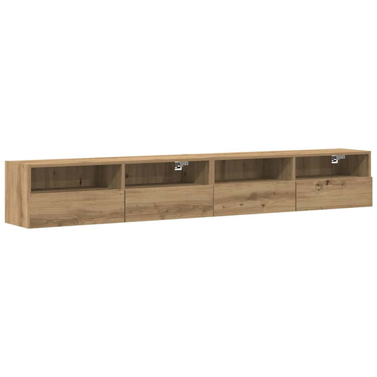 TV-Wandregal 2 pcs Eiche handwerklich 100 x 30 x 30 cm