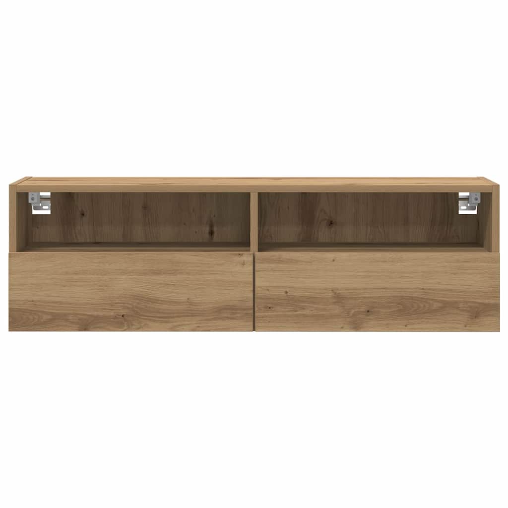 TV-Wandregal 2 pcs Eiche handwerklich 100 x 30 x 30 cm