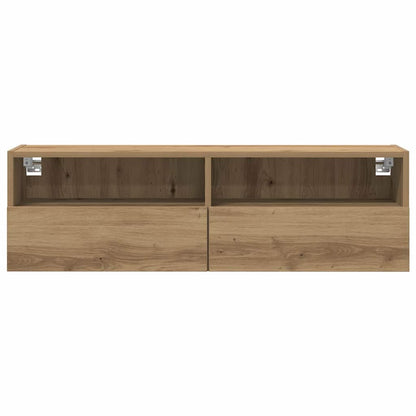 TV-Wandregal 2 pcs Eiche handwerklich 100 x 30 x 30 cm
