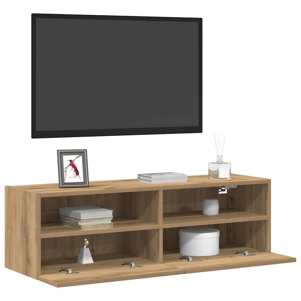 TV-Wandregal 2 pcs Eiche handwerklich 100 x 30 x 30 cm