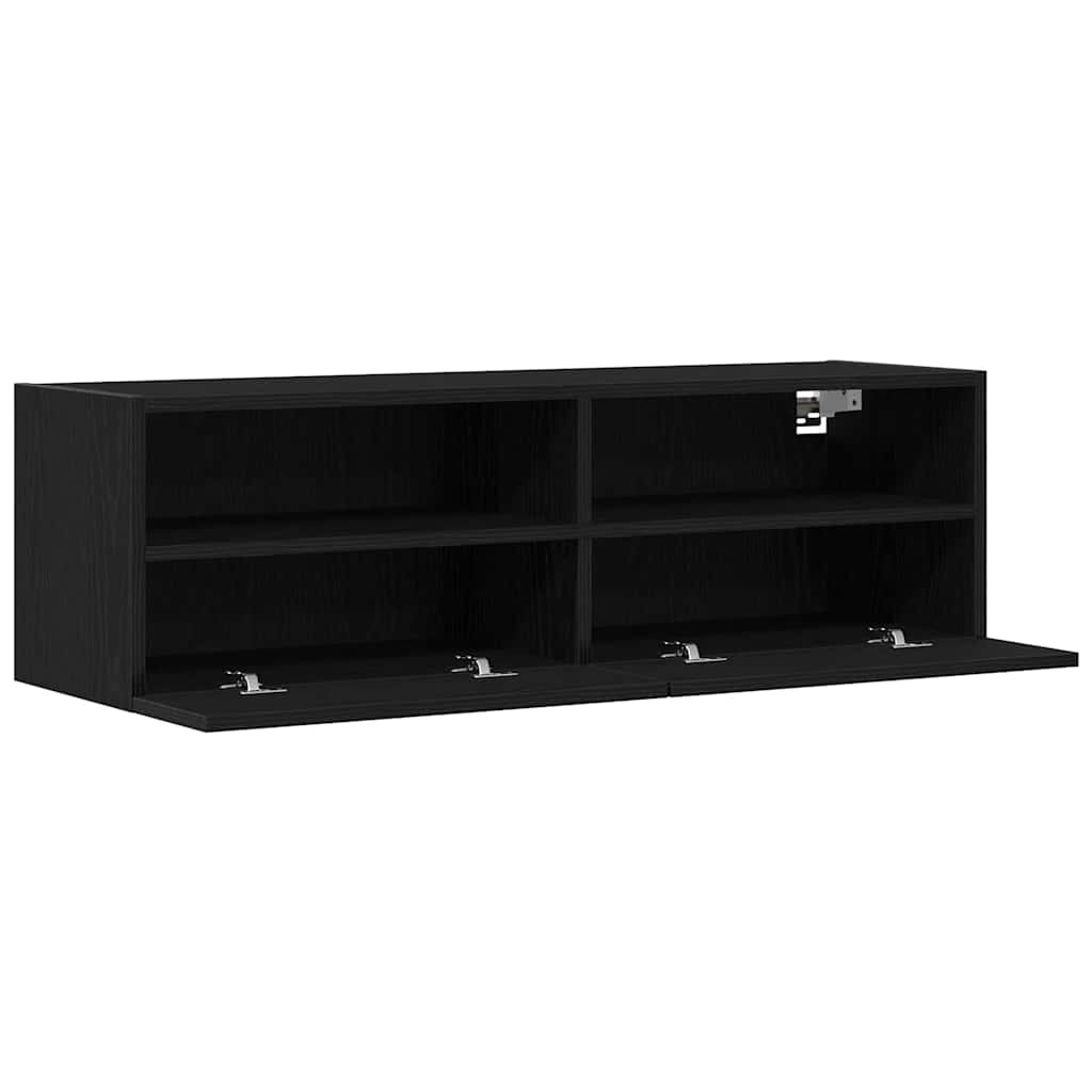 TV-Wandschrank Schwarz Eichen-Optik 100 x 30 x 30 cm