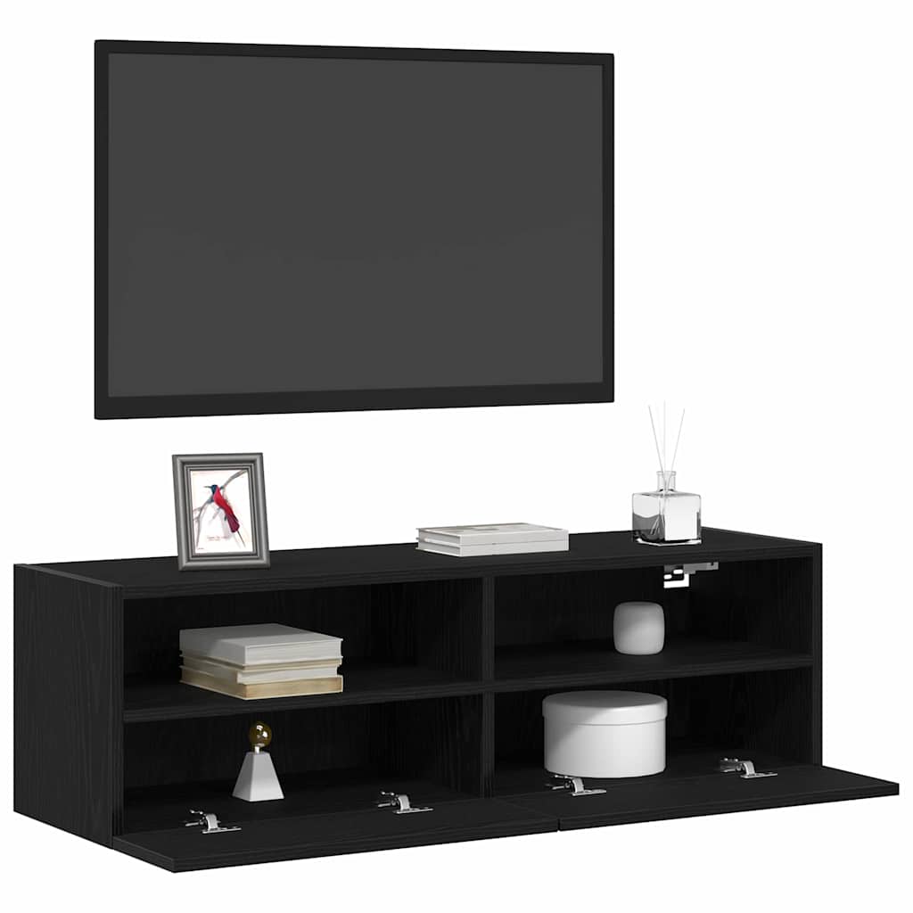 TV-Wandschrank Schwarz Eichen-Optik 100 x 30 x 30 cm