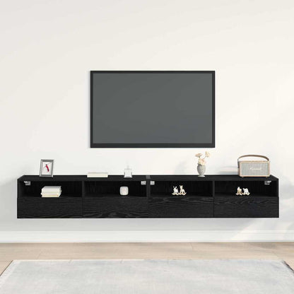 TV-Wandregal Wandmontiert 2 pcs Schwarze Eiche 100 x 30 x 30 cm