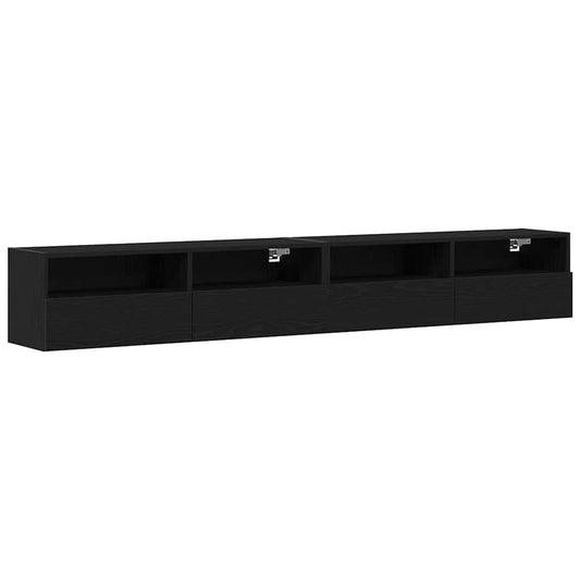 TV-Wandregal Wandmontiert 2 pcs Schwarze Eiche 100 x 30 x 30 cm