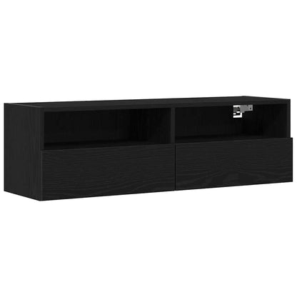 TV-Wandregal Wandmontiert 2 pcs Schwarze Eiche 100 x 30 x 30 cm