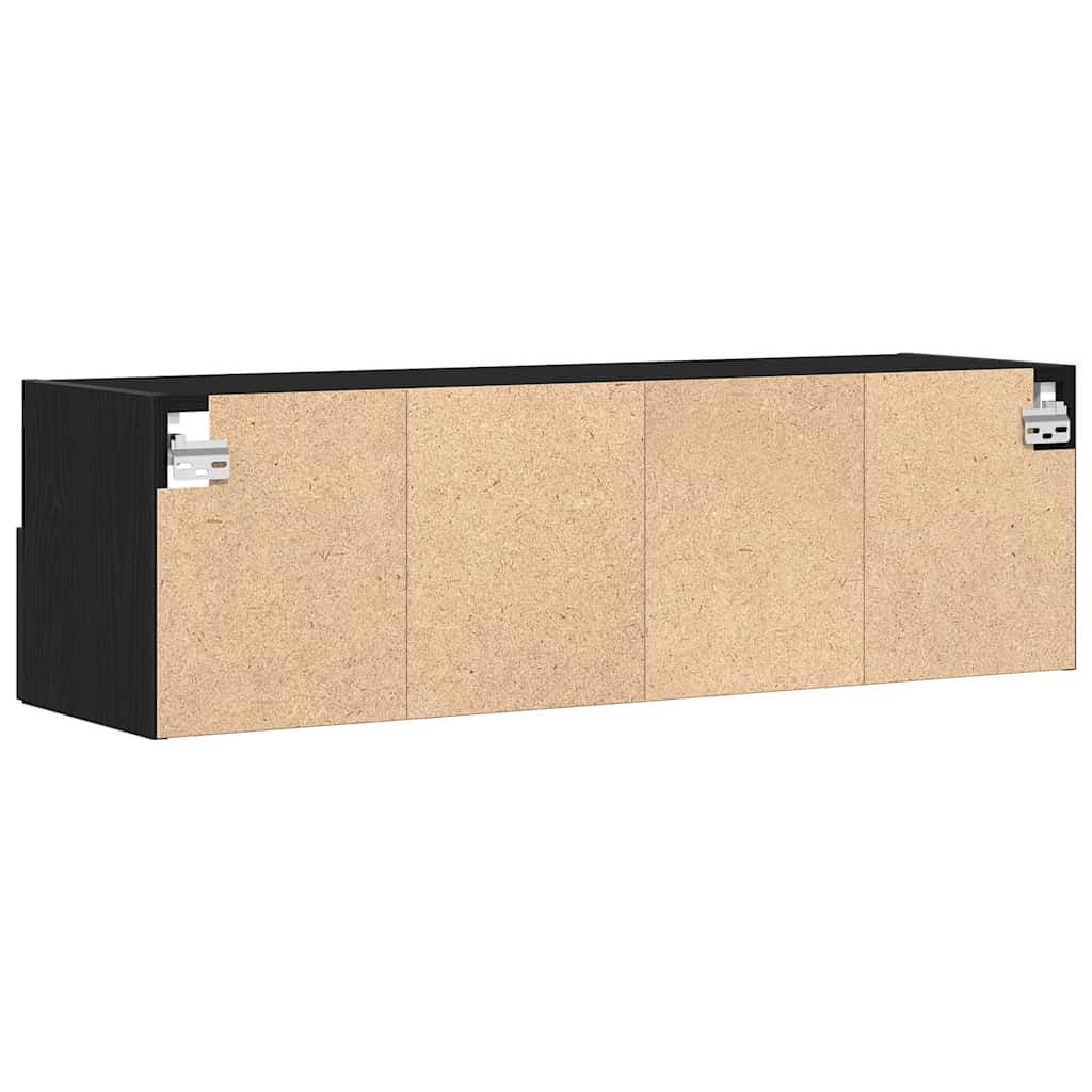 TV-Wandregal Wandmontiert 2 pcs Schwarze Eiche 100 x 30 x 30 cm