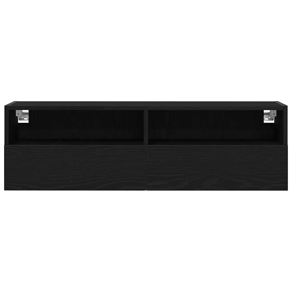 TV-Wandregal Wandmontiert 2 pcs Schwarze Eiche 100 x 30 x 30 cm