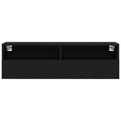 TV-Wandregal Wandmontiert 2 pcs Schwarze Eiche 100 x 30 x 30 cm