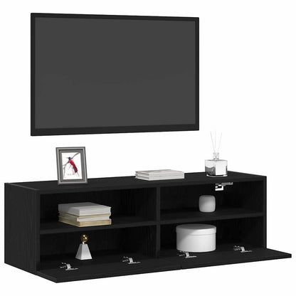 TV-Wandregal Wandmontiert 2 pcs Schwarze Eiche 100 x 30 x 30 cm
