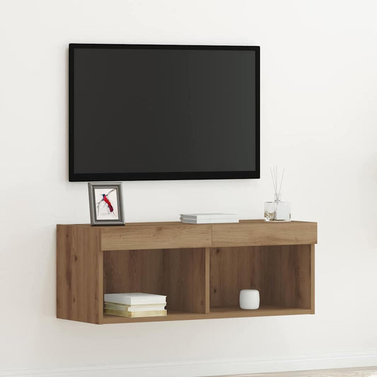 TV-Schränk Eiche handwerklich 80 x 30 x 30 cm Holzwerkstoff