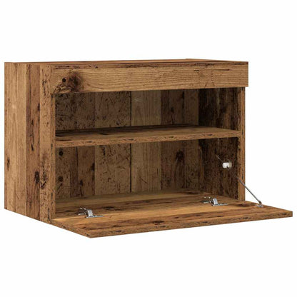 TV-Wandschränke mit LED-Lichtern 2 Stück Altes Holz 60x30x40 cm