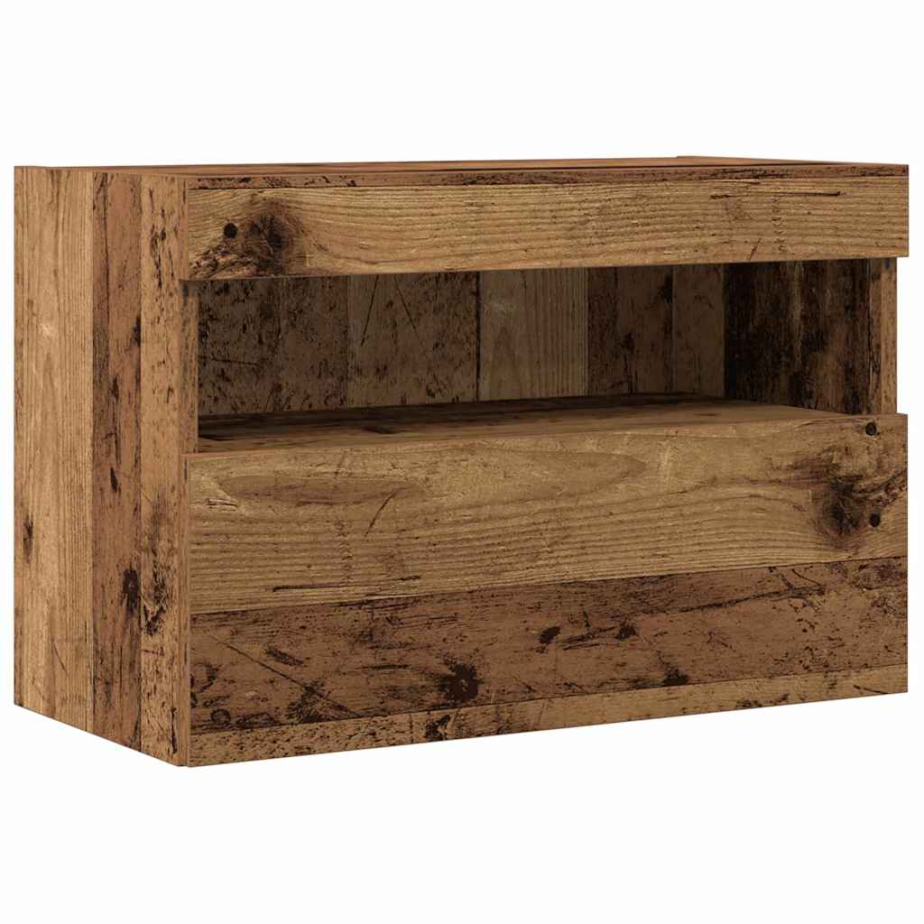 TV-Wandschränke mit LED-Lichtern 2 Stück Altes Holz 60x30x40 cm