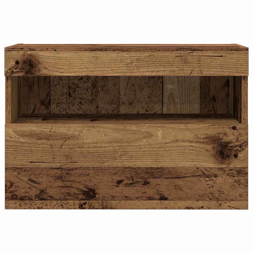 TV-Wandschränke mit LED-Lichtern 2 Stück Altes Holz 60x30x40 cm