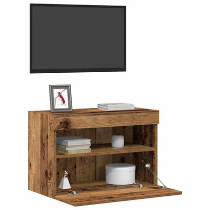 TV-Wandschränke mit LED-Lichtern 2 Stück Altes Holz 60x30x40 cm