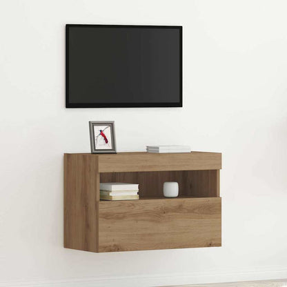 TV-Wandregal mit LED-Lichtern Artisan Eiche 60x30x40 cm