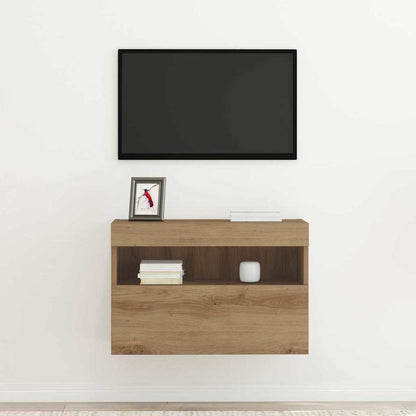 TV-Wandregal mit LED-Lichtern Artisan Eiche 60x30x40 cm