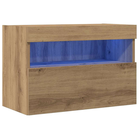 TV-Wandregal mit LED-Lichtern Artisan Eiche 60x30x40 cm