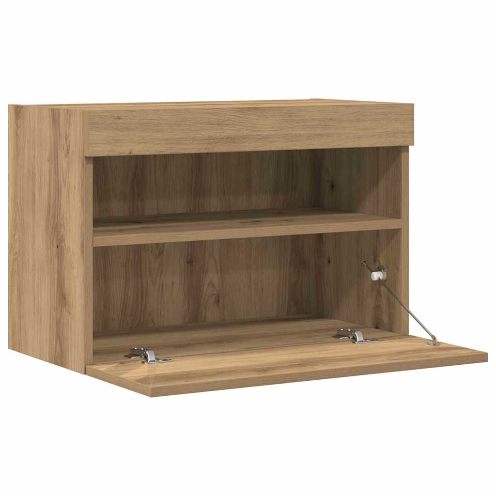 TV-Wandregale mit LED-Lichtern 2 Stück Artisan Eiche 60x30x40 cm