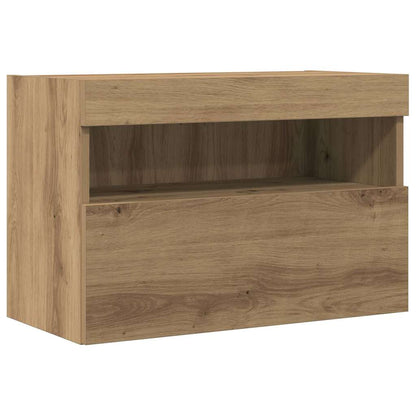 TV-Wandregale mit LED-Lichtern 2 Stück Artisan Eiche 60x30x40 cm