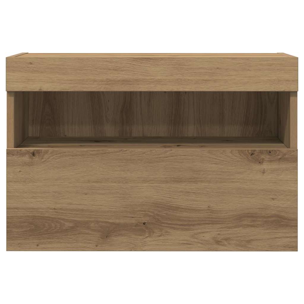 TV-Wandregale mit LED-Lichtern 2 Stück Artisan Eiche 60x30x40 cm