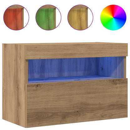 TV-Wandregale mit LED-Lichtern 2 Stück Artisan Eiche 60x30x40 cm