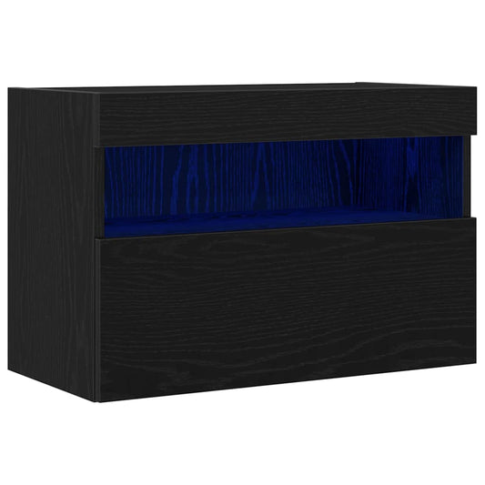TV-Wandschrank mit LED-Lichtern Schwarz Eiche 60x30x40 cm