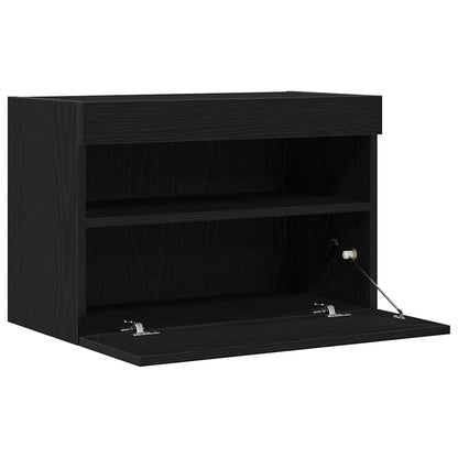 TV-Wandschrank mit LED-Lichtern Schwarz Eiche 60x30x40 cm