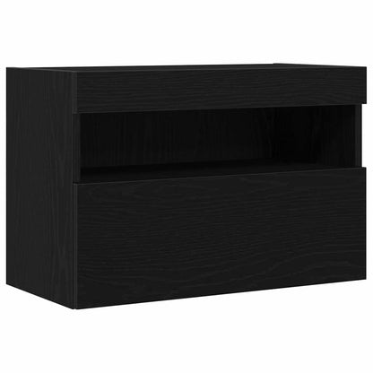 TV-Wandschrank mit LED-Lichtern Schwarz Eiche 60x30x40 cm