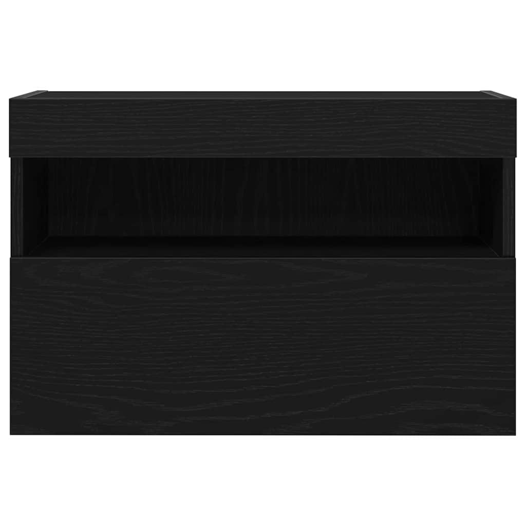 TV-Wandschrank mit LED-Lichtern Schwarz Eiche 60x30x40 cm