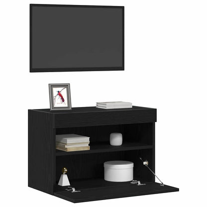 TV-Wandschrank mit LED-Lichtern Schwarz Eiche 60x30x40 cm