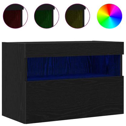TV-Wandschrank mit LED-Lichtern Schwarz Eiche 60x30x40 cm