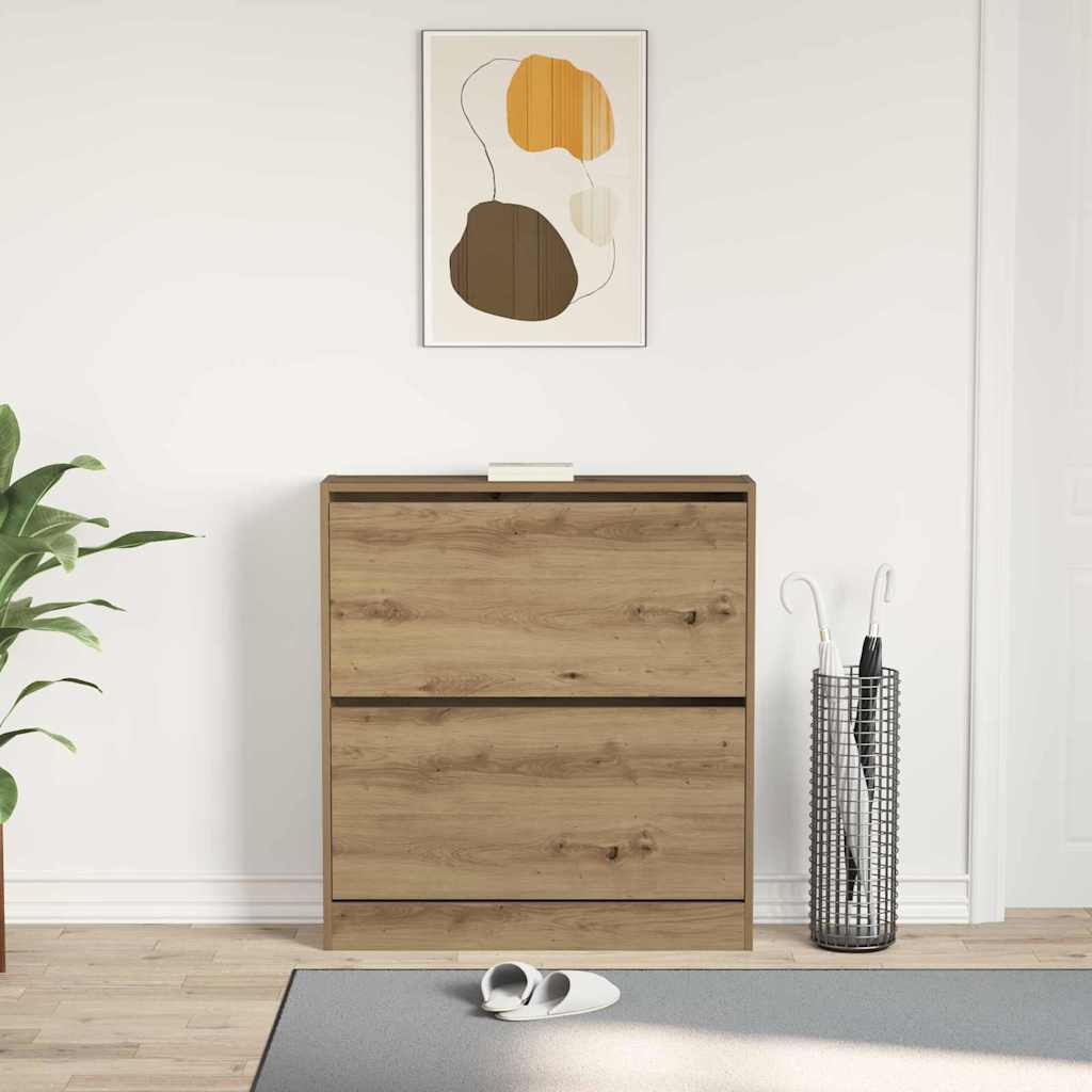 Schuhschrank Räuchereiche 80 x 21 x 87.5 cm Holzwerkstoff