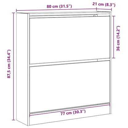 Schuhschrank Schwarze Eiche 80 x 21 x 87.5 cm Holzwerkstoff