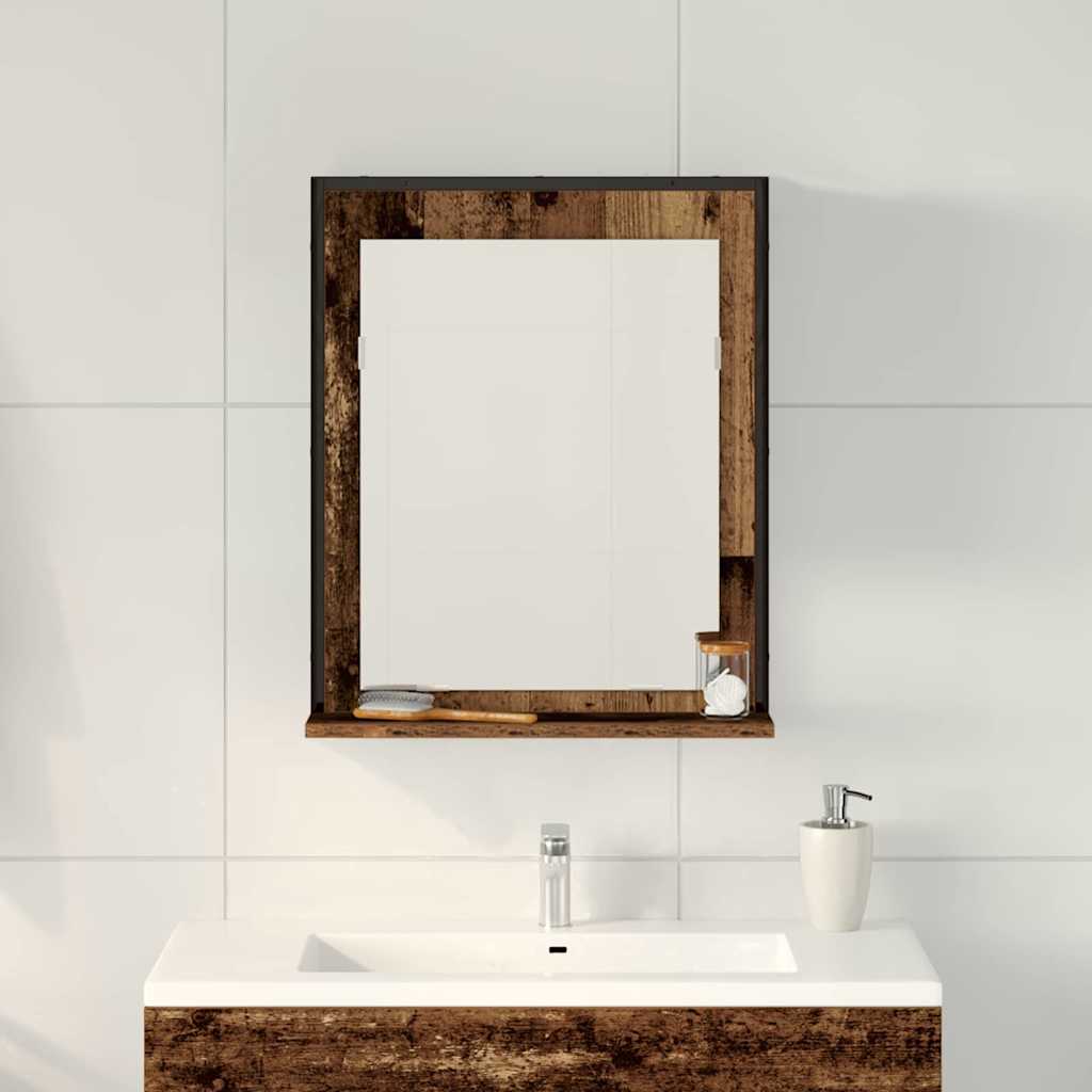 Spiegel Altholz 50 x 12 x 60 cm Glas und engineered Holz