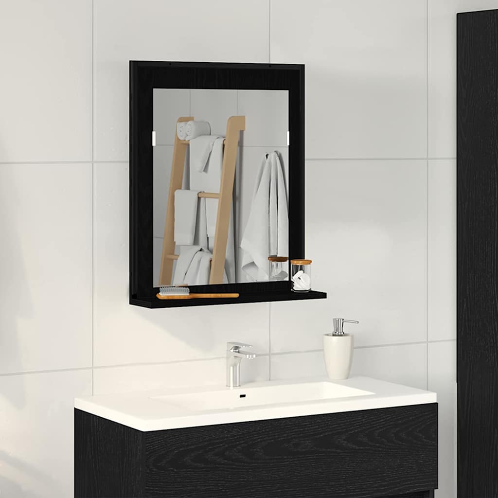 Badezimmer Spiegel Schwarz Eichen-Optik 50 x 12 x 60 cm