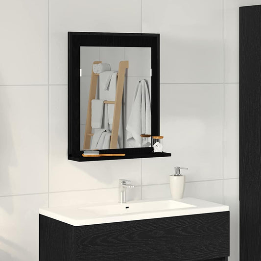 Badezimmer Spiegel Schwarz Eiche 50x12x60 cm Holzwerkstoff