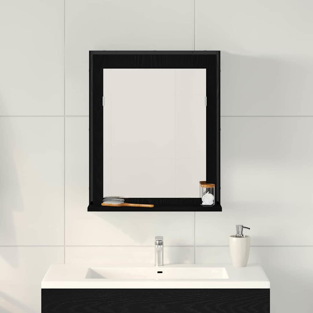 Badezimmer Spiegel Schwarz Eichen-Optik 50 x 12 x 60 cm
