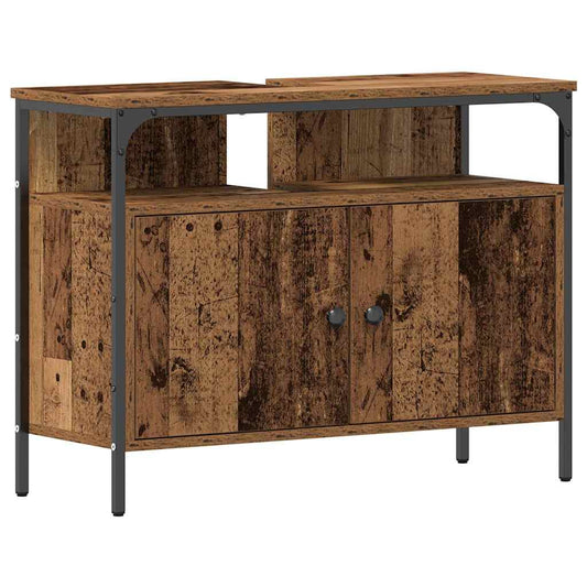 Badezimmer Waschbecken Schrank Altholz 80x30x60 cm Spanplatte